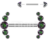 5-CZ Curve CZ Cluster Titanium Nipple Barbell (6 colors)