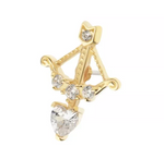 14K Gold Threadless Cupid Arrow & Heart CZ Top