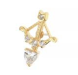 14K Gold Threadless Cupid Arrow & Heart CZ Top