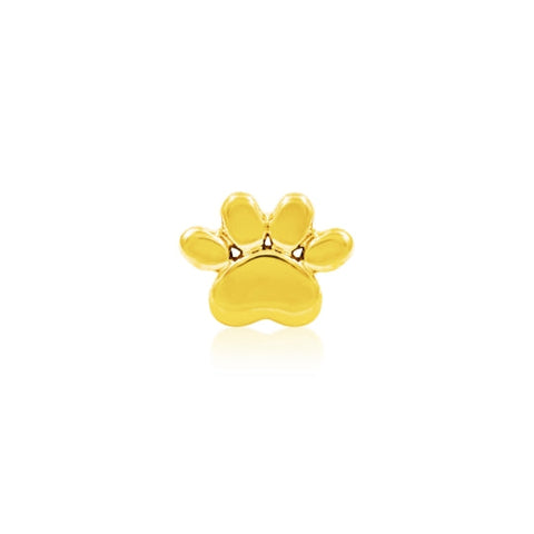 14K Gold Dog Paw Threadless End