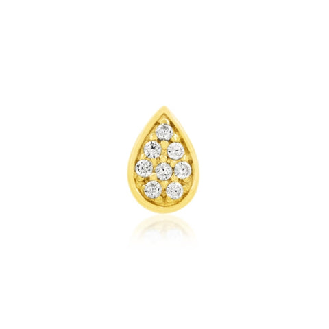 14KGold pear with Swarovski® cz crystal Threadless End