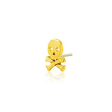 14K Gold Skull Cross Bones Threadless End
