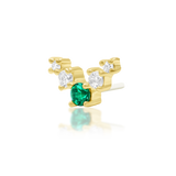 14K Gold Vixyn Emerald and White CZ Threadless End