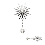14K Gold Threadless Sunburst & CZ Chain Dangle Top (2 colors)
