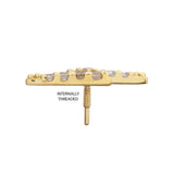 14K Gold Threadless Lightning Bolt 9-CZ Top