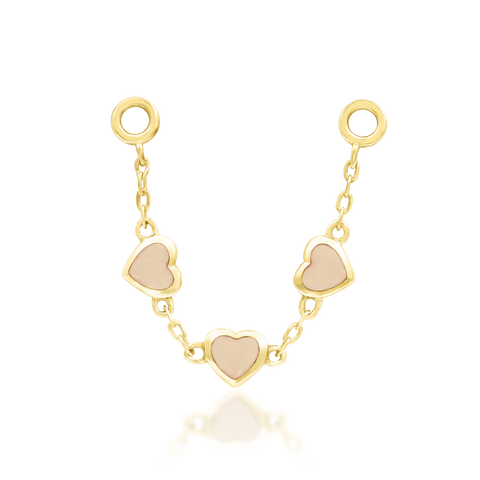 14K Gold Valentine Rose Quartz Chain
