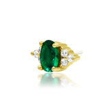 14kt Gold Harial Emerald Green CZ Threadless End