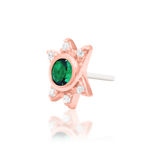 14K Gold Mage Emerald and White CZ Threadless End