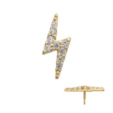 14K Gold Threadless Lightning Bolt 9-CZ Top