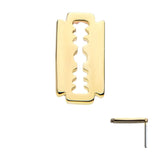 14K Gold Threadless Razor Blade Top