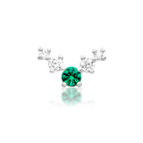 14K Gold Vixyn Emerald and White CZ Threadless End