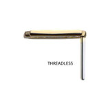 14K Gold Threadless Razor Blade Top