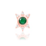 14K Gold Mage Emerald and White CZ Threadless End