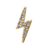 14K Gold Threadless Lightning Bolt 9-CZ Top