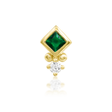14kt Gold Oran  Emerald Green CZ Threadless End