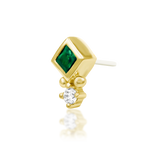 14kt Gold Oran  Emerald Green CZ Threadless End