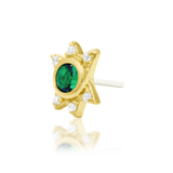 14K Gold Mage Emerald and White CZ Threadless End