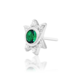 14K Gold Mage Emerald and White CZ Threadless End