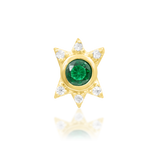 14K Gold Mage Emerald and White CZ Threadless End