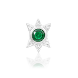 14K Gold Mage Emerald and White CZ Threadless End