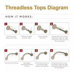 14K Gold Threadless 3 Bezel CZ Chain Dangle Top