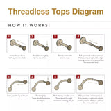 14K Gold Threadless Black CZ Dagger Chain Dangle Top