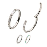 Titanium Baguette CZ/Opal Side Facing Clicker