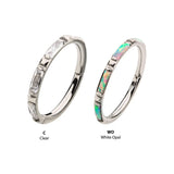 Titanium Baguette CZ/Opal Side Facing Clicker