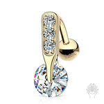 14K Gold CZ prong-CZ Top Down Navel Ring (2 colors)
