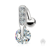 14K Gold CZ prong-CZ Top Down Navel Ring (2 colors)