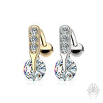 14K Gold CZ prong-CZ Top Down Navel Ring (2 colors)