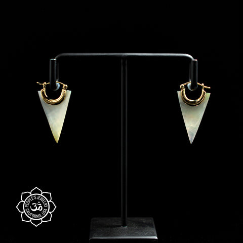 Yellow Brass Mother of Pearl Spear Hangers