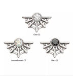 Titanium Bezel Set CZ Spiderweb Top