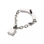Titanium Curved Bar Top with Dangle Chain & Prong Set Round AAA CZ