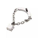 Titanium Curved Bar Top with Dangle Chain & Prong Set Round AAA CZ
