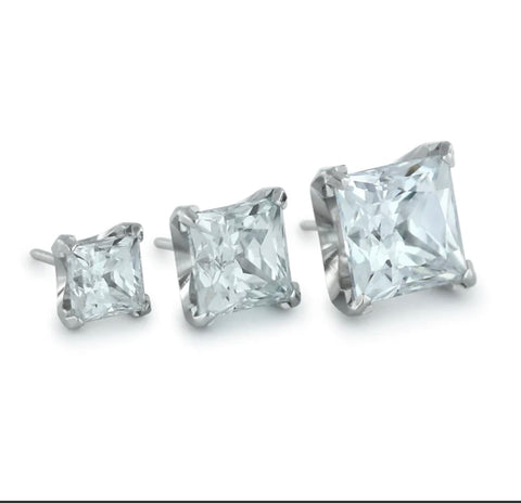 Princess Cut Prong Set CZ Threadless End