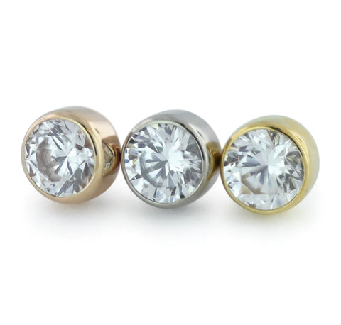 18K Gold Bezel Set Genuine Diamond Threadless End