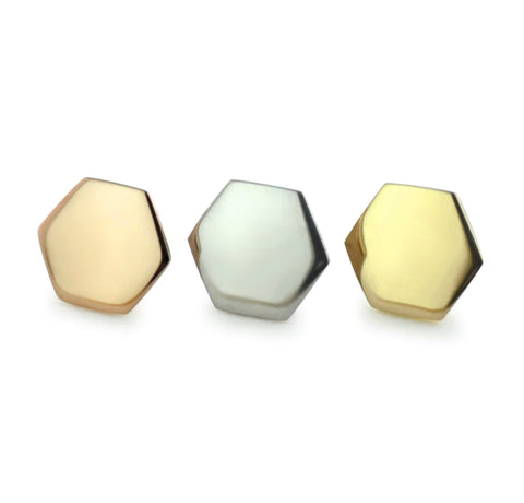 18K Gold Hexagon Threadless End