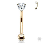 14Kt. Gold Prong Set Heart CZ Curved Barbell