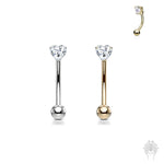 14Kt. Gold Prong Set Heart CZ Curved Barbell