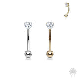 14Kt. Gold Prong Set Heart CZ Curved Barbell