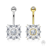 14Kt. Gold Marquise Cut CZ Navel Ring