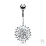 14Kt. Gold CZ Sun Flower Navel Ring