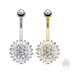14Kt. Gold CZ Sun Flower Navel Ring