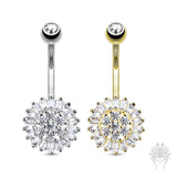 14Kt. Gold CZ Sun Flower Navel Ring