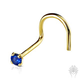 14Kt. Gold 2mm CZ Nose Twist