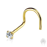 14Kt. Gold 2mm CZ Nose Twist