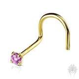 14Kt. Gold 2mm CZ Nose Twist