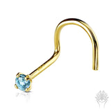 14Kt. Gold 2mm CZ Nose Twist