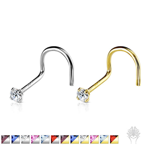 14Kt. Gold 2mm CZ Nose Twist